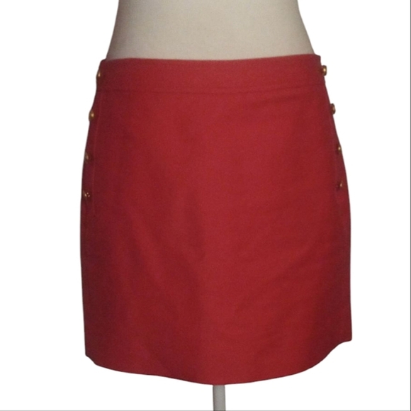 J. Crew Darker Hot Pink Cotton Nautical Side Button Mini Skirt Summer Size 4 - Picture 1 of 7